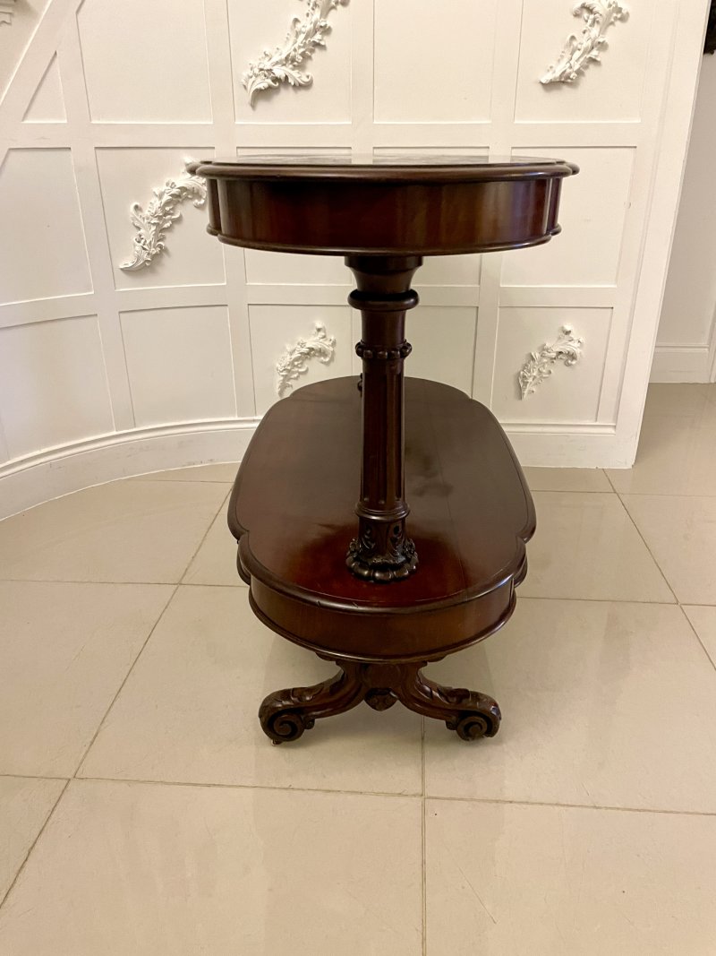 Large Antique Mahogany Oval Shaped Freestanding Serving/Console Table - Image 11